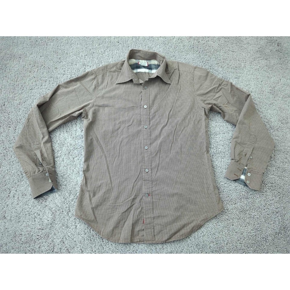 Vintage Guess Button Up Shirt Mens L Brown Check Preppy‎ Casual